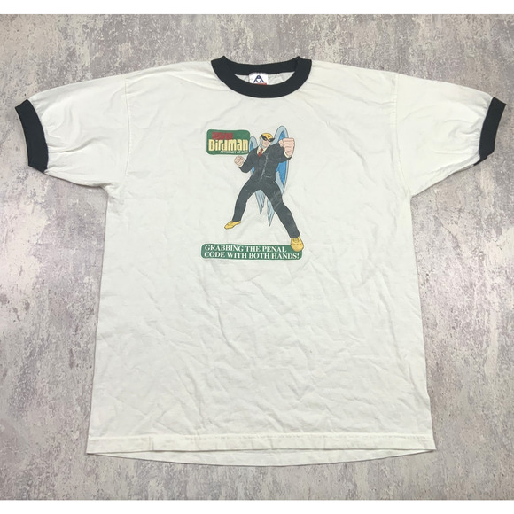 Vintage Harvey Birdman Attorney At Law Shirt Mens XL White Adult Swim Ringer Tee